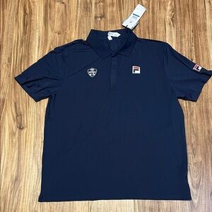 Fila Men's XL shirt polo navy Blue embroidered Cincinnati Open Golf UPF 50 NWT